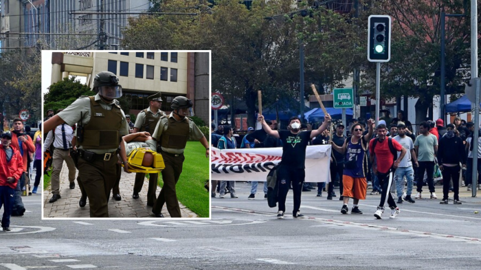 Incidentes en protesta de pescadores a las afueras del Congreso: Carabinero resultó herido