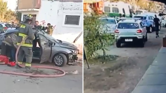 Cerro Navia: Tres carabineros resultaron con lesiones tras volcar durante persecución policial