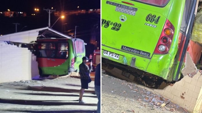 Hay dos personas lesionadas: Micro chocó y quedó incrustada en sede vecinal en Valparaíso