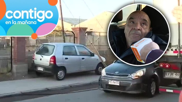 Arriesgada maniobra: Auto se subió a la vereda para evitar gigantesco taco en Lampa