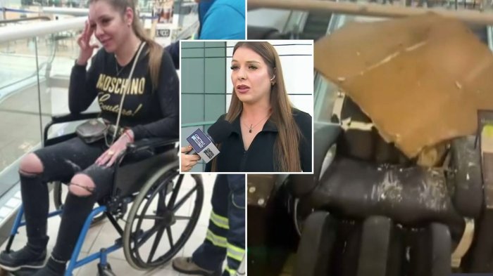 “Quedé en shock”: Trozo de techo cayó sobre tiktoker española en pleno live en mall de Cerrillos