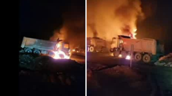 Ataque incendiario dejó decenas de camiones y maquinarias quemadas en el Biobío