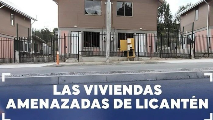 Villa completa de viviendas nuevas está amenazada por inminente alud en Licantén