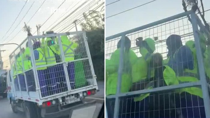 VIDEO | Viralizan polémico traslado de trabajadores del aseo en Estación Central