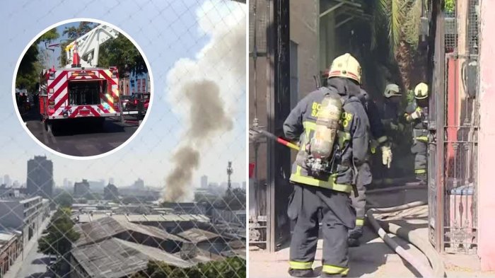 Incendio afecta a cité en Santiago Centro: Bomberos intenta controlar la emergencia