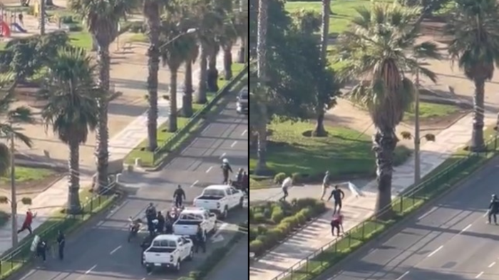 VIDEO | Vendedores ambulantes atacaron con palos a inspectores municipales en Viña del Mar