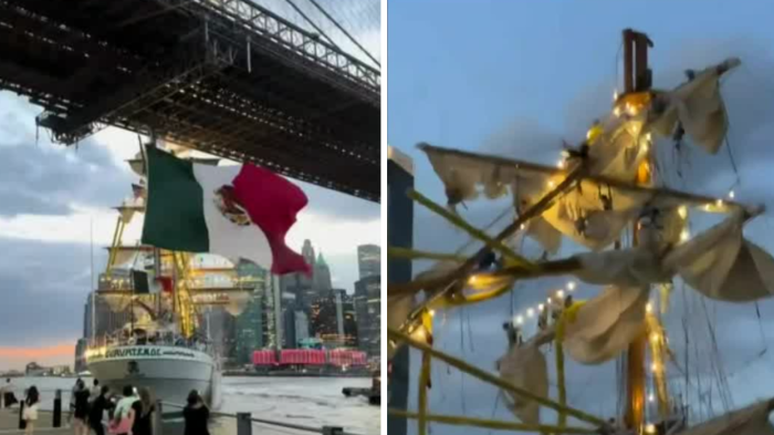 VIDEO | Dos muertos tras impactante choque de buque mexicano contra puente de Brooklyn