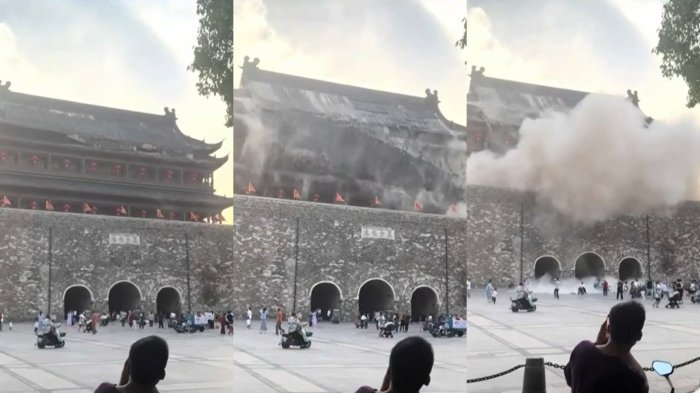 Construido en 1375: Este fue el momento en el que colapsó el histórico templo de Fengyang en China