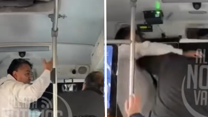 VIDEO | Bombero protagonizó pelea a golpes en microbus de Viña del Mar