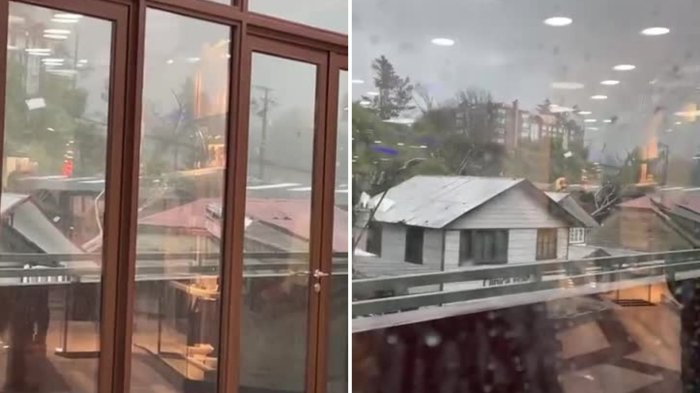 “¡Miren el techo!”: Nuevo registro muestra el paso del tornado desde un mall en Puerto Varas