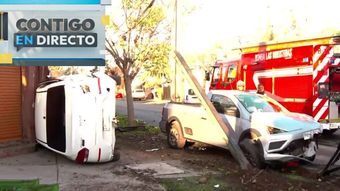 Cuatro delincuentes chocaron y volcaron mientras se daban a la fuga en San Joaquín