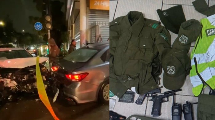Detienen a tres falsos carabineros tras persecución en Santiago: Tenían uniformes y accesorios idénticos