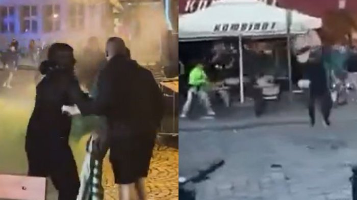 Golpes y sillazos: Hinchas del Betis y Chelsea se enfrentan antes de final de la Conference League