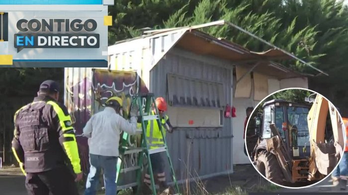Demuelen quiosco abandonado frente a colegio en Puente Alto: Vecinos aseguran que era foco de delitos