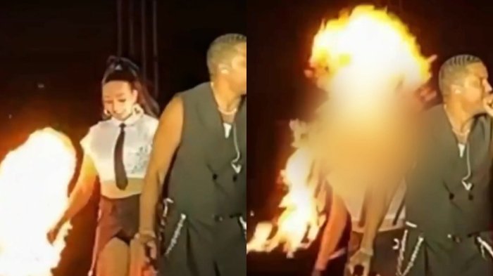 VIDEO | Cámara lo captó: Lanzallamas quemó el rostro de bailarina de Ilegales en pleno concierto