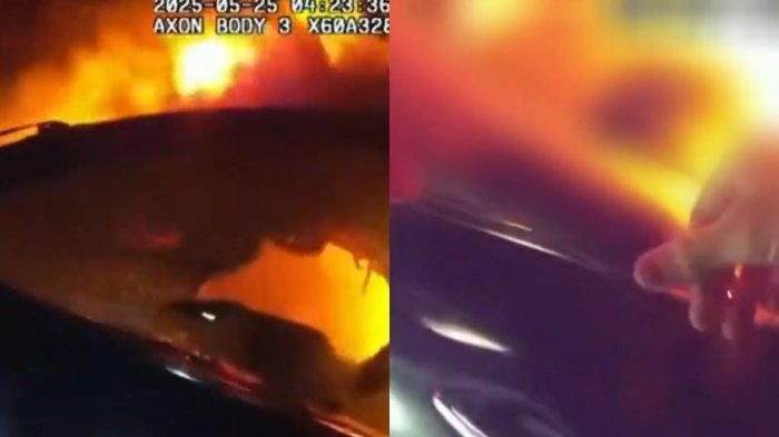Video de policía rescatando a mujer causa impacto en Estados Unidos: La sacó de auto envuelto en llamas