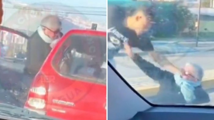VIDEO | “¡Voy con un bebé!”: Viralizan pelea a combos entre conductores en Rancagua