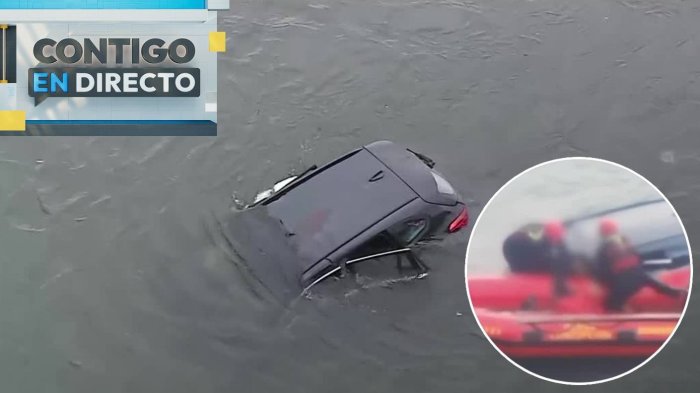 Impactante accidente en Concepción: Auto cayó al río Biobío y conductor quedó con lesiones graves