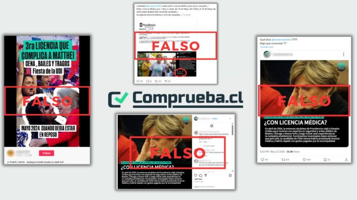 Las desinformaciones que han circulado sobre el supuesto uso fraudulento de licencias médicas por parte de Evelyn Matthei