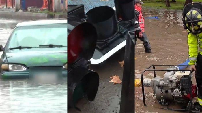 Calles anegadas y autos atrapados: Este es el balance del primer día de temporal en Santiago