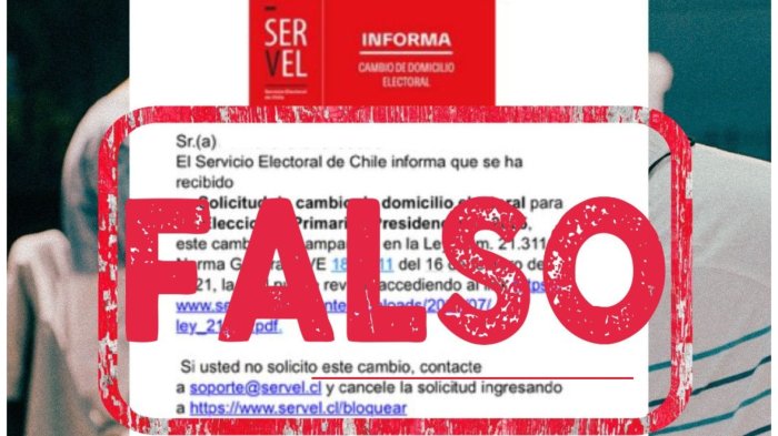 Este supuesto correo enviado por el Servicio Electoral de Chile para cambiar de domicilio es una estafa