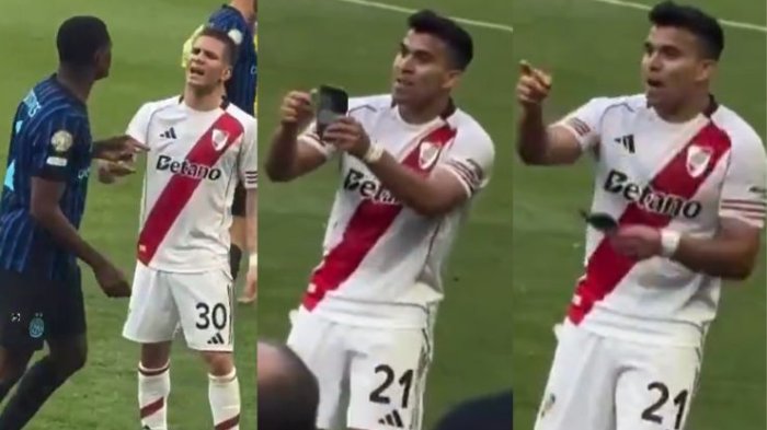 “Te la gané”: Revelan imágenes de Marcos Acuña burlándose de Dumfries en partido de River vs Inter