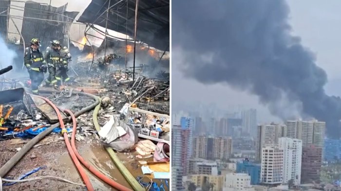 VIDEO | Enorme incendio afecta a feria cercana a un circo en Iquique