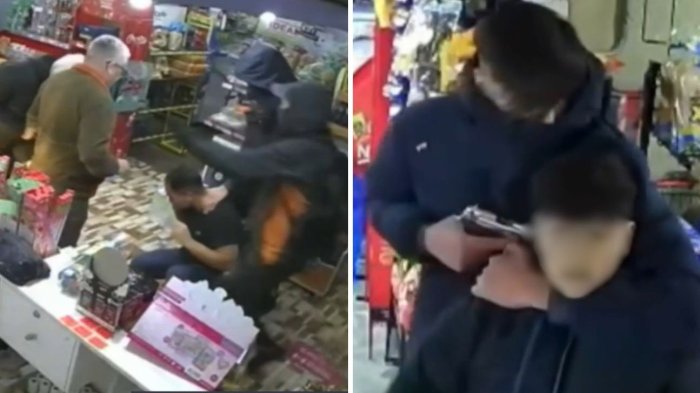 VIDEO | Violento asalto a minimarket en San Bernardo: Encañonaron a dueño y le robaron a clientes
