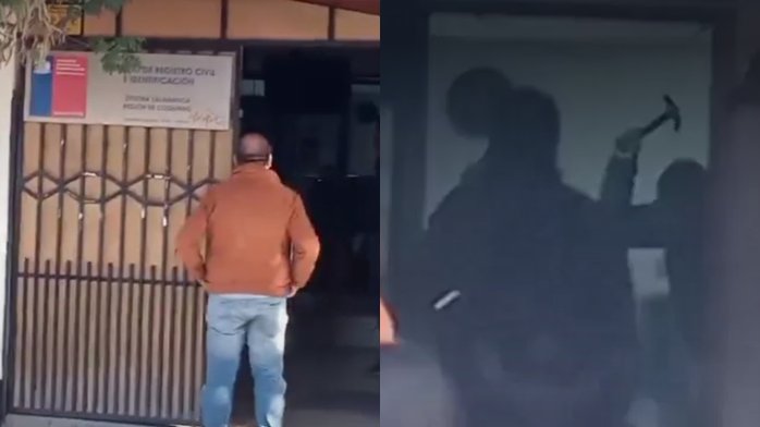 Con machete y martillo: Descontrolado hombre amenazó y rompió oficina de Registro Civil de Salamanca