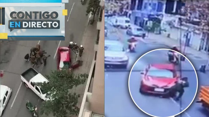 Impactante registro: Atropellan a carabinero en medio de fiscalización en Santiago Centro