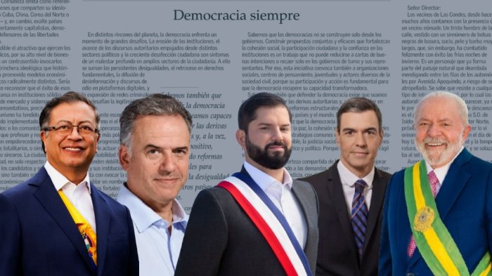 Pdte. Boric firma carta junto a otros 4 mandatarios contra el avance de discursos totalitarios