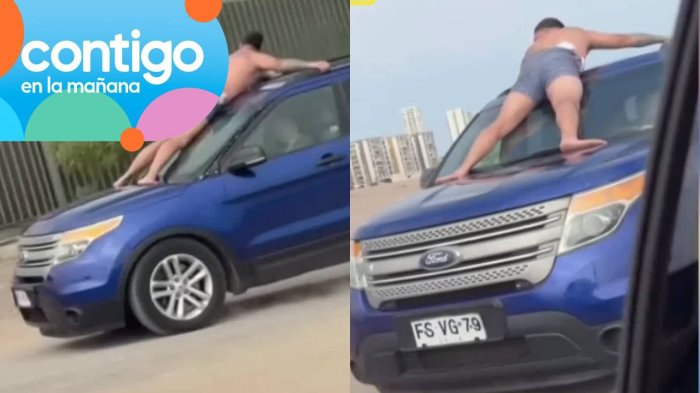 Hombre semidesnudo se aferró a su camioneta y terminó en comisaría: Habría tenido discusión con su pareja