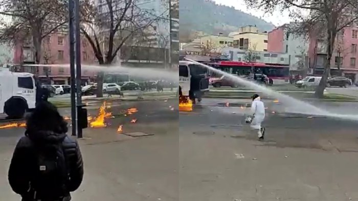 Registran incidentes y ataques con molotov a las afueras de Liceo Lastarria