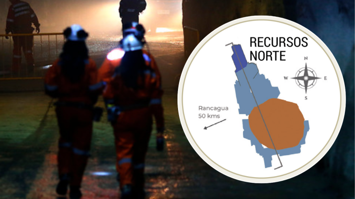 La imagen que muestra la zona donde estarían los cinco mineros desaparecidos en mina El Teniente