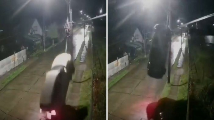 VIDEO | Auto chocó y “voló” en Los Lagos: Chofer se fue caminando del lugar