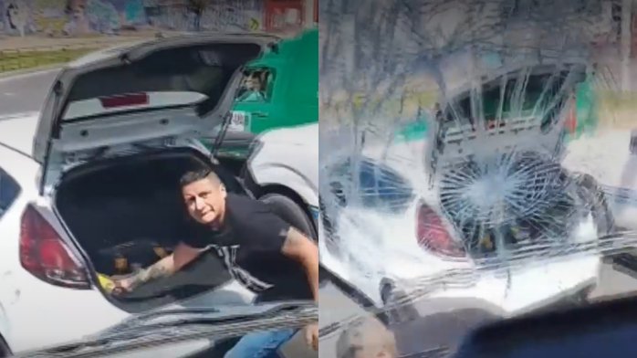 Violenta agresión a chofer del transporte público: Sujeto rompió los vidrios de bus con extintor