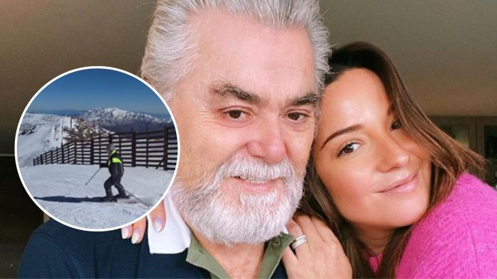 “Es un regalo”: Kel Calderón mostró a su papá esquiando a los 72 años y sacó aplausos