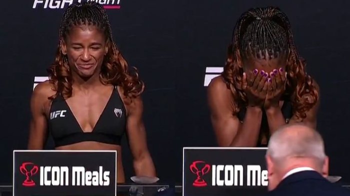 Llegó a taparse la cara: Peleadora de UFC vivió incómodo momento durante pesaje