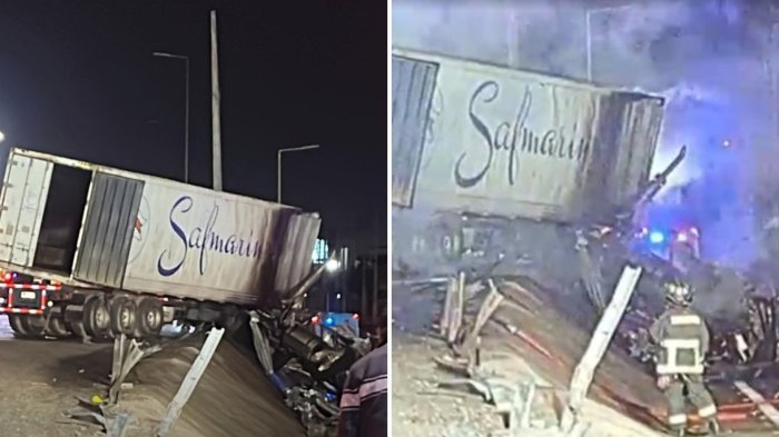 Cabina se incendió: Conductor de camión murió en accidente de tránsito en Ruta 5