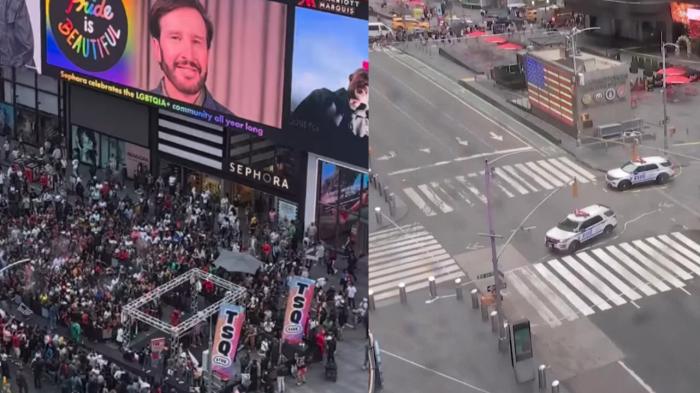 VIDEO | Calles vacías y autos policiales: Así amaneció Times Square en Manhattan este lunes