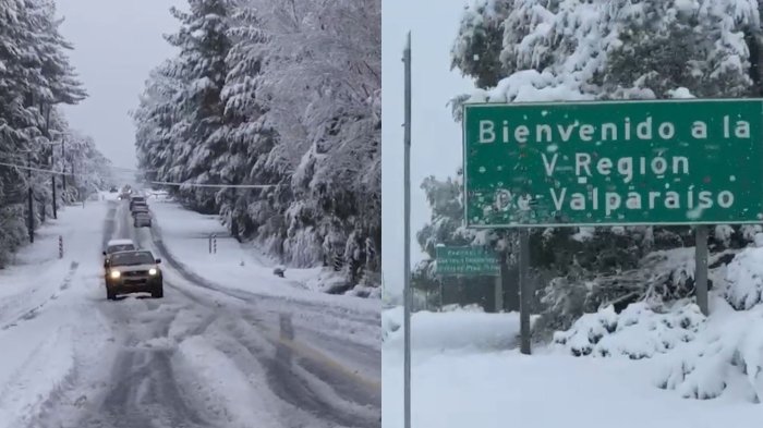 Los efectos que dejó la nieve en Valparaíso, Ñuble y Biobío: Alcanzó un metro de alto y los 0°C