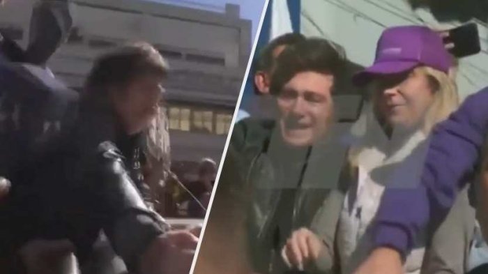 VIDEO | Captan momento en que a Javier Milei le lanzan objetos durante caravana en Argentina