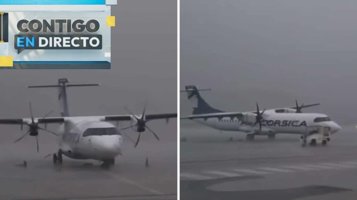¡Impactante registro! Fuertes vientos arrastraron avión en aeropuerto de Francia