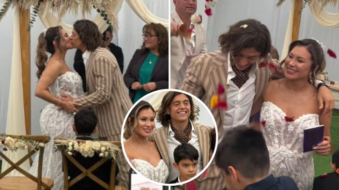 Su hijo la llevó al altar: Sabrina Sosa se casó con Joaquín Montecinos en íntima ceremonia