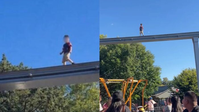 Segundos de terror: Niño apareció sorpresivamente sobre rieles de montaña rusa