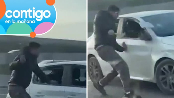 Hombre destrozó vehículo a martillazos en plena autopista: Sujeto explotó tras choque por alcance