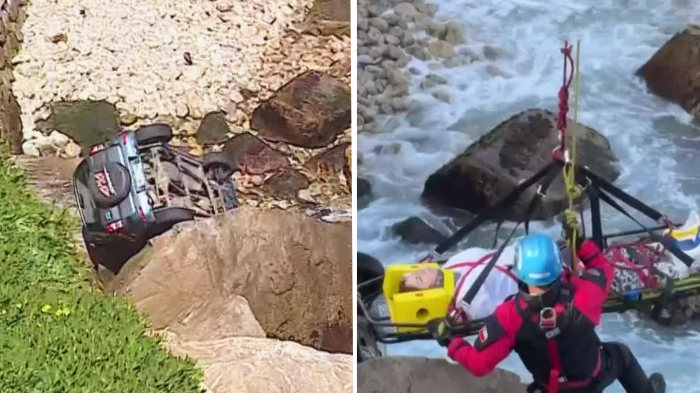 VIDEO | Madre e hijo cayeron a roqueríos y fueron rescatados con vida en Reñaca