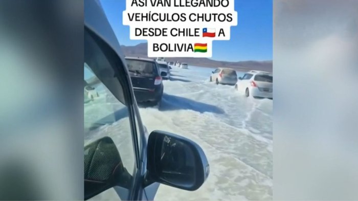 VIDEO | Sorprendentes imágenes de autos chilenos abandonados en la nieve: Serían vendidos en Bolivia