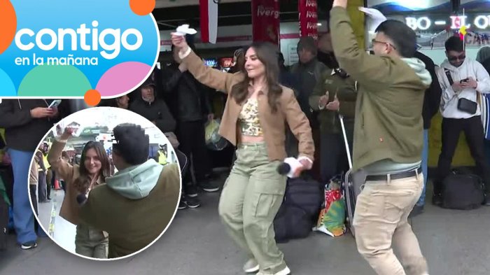 ¡Bien zapateado! Dani Muñoz se la jugó con improvisado pie de cueca en el terminal de buses