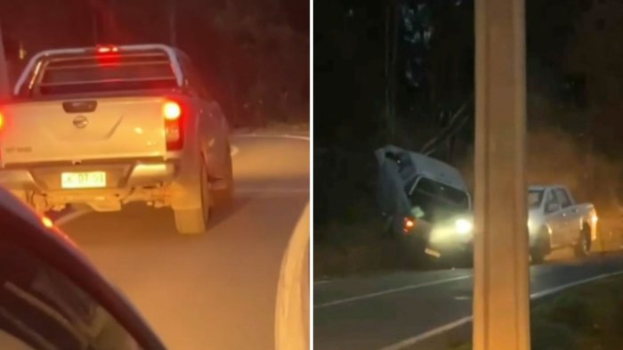 VIDEO | Captan cómo conductor zigzaguea en carretera, atropella a mujer y luego choca en El Maule